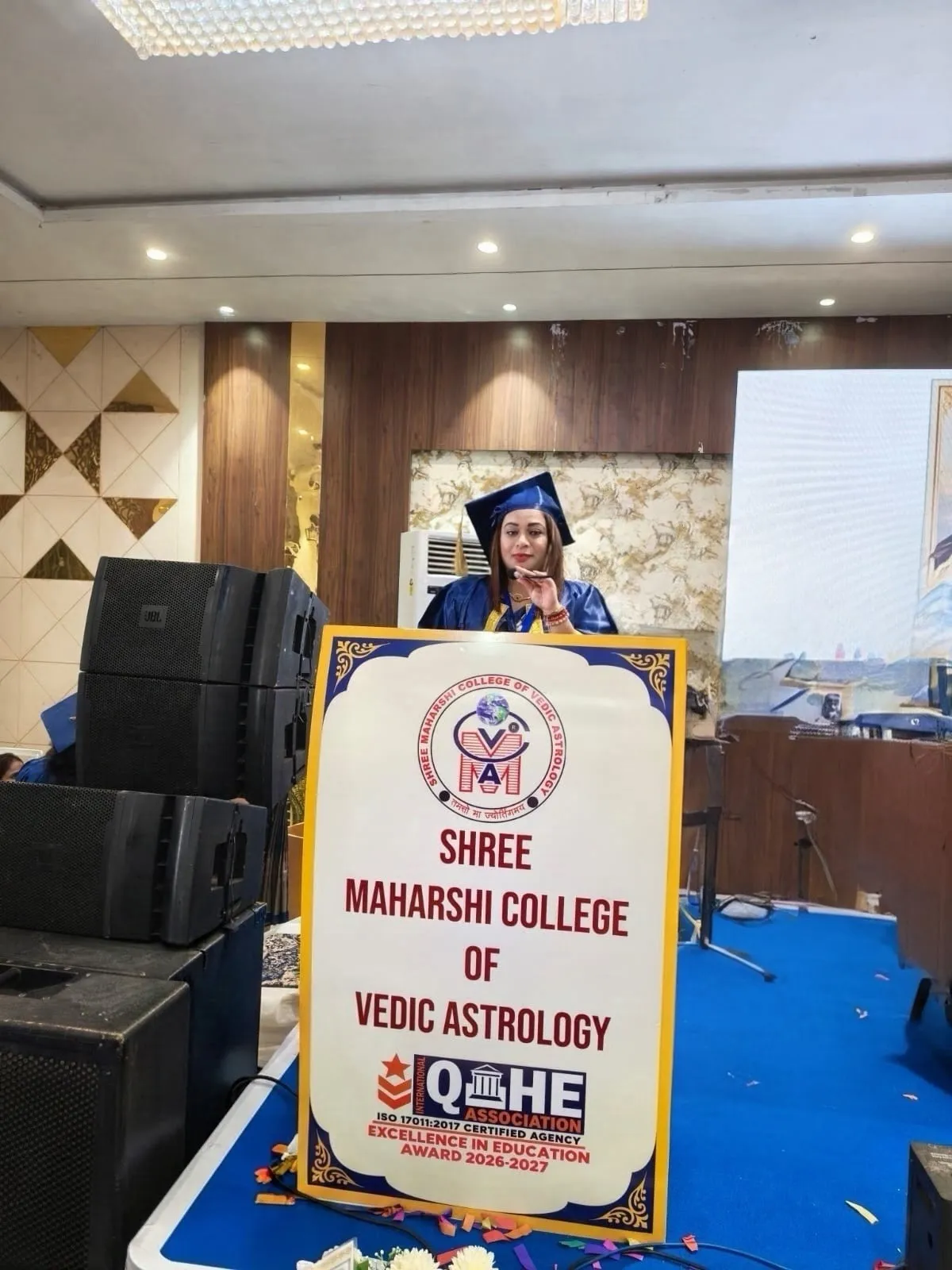 Dr. Dhhara Sooni speaking at the convocation podium